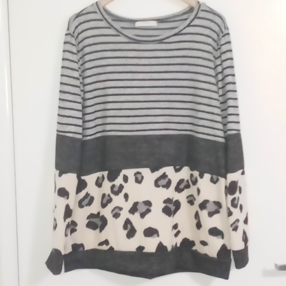 Striped/Leopard long sleeve sweater